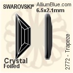 スワロフスキー Trapeze ラインストーン (2772) 6.5x2.1mm - クリスタル 裏面プラチナフォイル