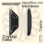 スワロフスキー Trapeze ラインストーン (2772) 8.6x2.8mm - クリスタル 裏面プラチナフォイル
