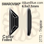 スワロフスキー Trapeze ラインストーン (2772) 6.5x2.1mm - カラー 裏面プラチナフォイル