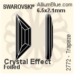 Swarovski Baguette Flat Back No-Hotfix (2510) 3.7x1.9mm - Clear Crystal With Platinum Foiling