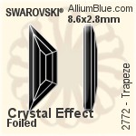 スワロフスキー Trapeze ラインストーン (2772) 8.6x2.8mm - クリスタル エフェクト 裏面プラチナフォイル