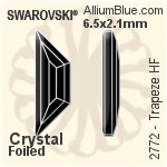 スワロフスキー Trapeze ラインストーン ホットフィックス (2772) 6.5x2.1mm - クリスタル 裏面アルミニウムフォイル
