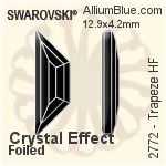 スワロフスキー Trapeze ラインストーン ホットフィックス (2772) 8.6x2.8mm - カラー 裏面アルミニウムフォイル