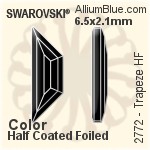 スワロフスキー Trapeze ラインストーン ホットフィックス (2772) 6.5x2.1mm - カラー（ハーフ　コーティング） 裏面アルミニウムフォイル