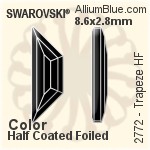スワロフスキー Trapeze ラインストーン ホットフィックス (2772) 8.6x2.8mm - カラー（ハーフ　コーティング） 裏面アルミニウムフォイル