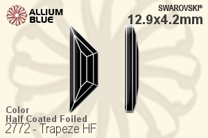 スワロフスキー Trapeze ラインストーン ホットフィックス (2772) 12.9x4.2mm - カラー（ハーフ　コーティング） 裏面アルミニウムフォイル