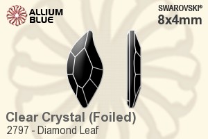 Swarovski Diamond Leaf Flat Back No-Hotfix (2797) 8x4mm - Clear Crystal With Platinum Foiling - Haga Click en la Imagen para Cerrar