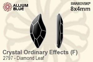 施华洛世奇 Diamond 树叶 平底石 (2797) 8x4mm - 白色（半涂层） 白金水银底