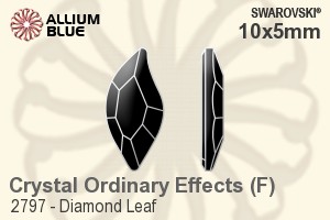 施華洛世奇 Diamond 樹葉 平底石 (2797) 10x5mm - 白色（半塗層） 白金水銀底