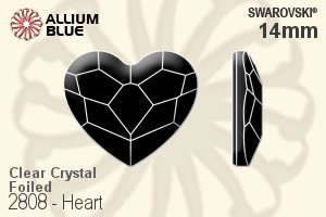 Swarovski Heart Flat Back No-Hotfix (2808) 14mm - Clear Crystal With Platinum Foiling