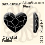 施华洛世奇 心形 熨底平底石 (2808) 10mm - 透明白色 铝质水银底