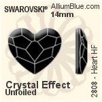 スワロフスキー Heart ラインストーン ホットフィックス (2808) 10mm - クリスタル エフェクト 裏面アルミニウムフォイル
