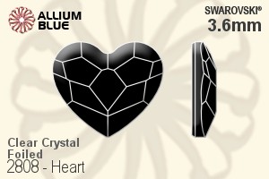 Swarovski Heart Flat Back No-Hotfix (2808) 3.6mm - Clear Crystal With Platinum Foiling