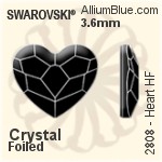 施華洛世奇 心形 熨底平底石 (2808) 3.6mm - 透明白色 鋁質水銀底