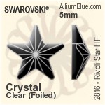 Swarovski Rivoli Star Flat Back Hotfix (2816) 5mm - Color (Half Coated) With Aluminum Foiling