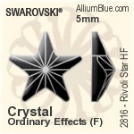 施華洛世奇 里弗利星形 熨底平底石 (2816) 5mm - 白色（半塗層） 鋁質水銀底