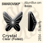スワロフスキー Butterfly ラインストーン (2854) 8mm - クリスタル 裏面プラチナフォイル