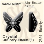Swarovski Butterfly Flat Back No-Hotfix (2854) 12mm - Crystal Effect With Platinum Foiling