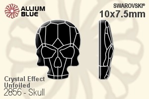 Swarovski Skull Flat Back No-Hotfix (2856) 10x7.5mm - Crystal Effect Unfoiled - Click Image to Close