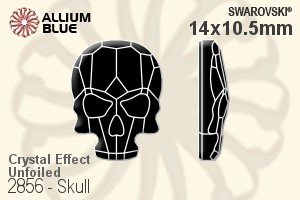 Swarovski Skull Flat Back No-Hotfix (2856) 14x10.5mm - Crystal Effect Unfoiled - Click Image to Close