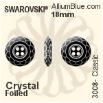 スワロフスキー Classic ボタン (3008) 18mm - クリスタル 裏面プラチナフォイル