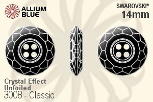 施華洛世奇 經典鈕扣 (3008) 14mm - 白色（半塗層） 無水銀底