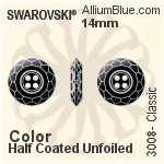 施華洛世奇 經典鈕扣 (3008) 14mm - 顏色（半塗層） 無水銀底