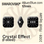 Swarovski Rivoli Square Button (3009) 12mm - Color With Platinum Foiling