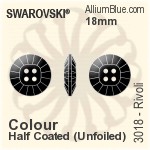 Swarovski Rivoli Button (3018) 18mm - Color (Half Coated) Unfoiled