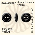 Swarovski Rivoli (2 Holes) Button (3019) 12mm - Clear Crystal With Platinum Foiling