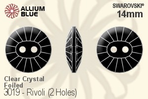 Swarovski Rivoli (2 Holes) Button (3019) 14mm - Clear Crystal With Platinum Foiling - Haga Click en la Imagen para Cerrar