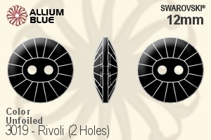 スワロフスキー リボリ (2 Holes) ボタン (3019) 12mm - カラー 裏面にホイル無し