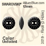 Swarovski Rivoli (2 Holes) Button (3019) 12mm - Color Unfoiled