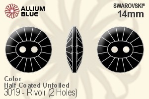 Swarovski Rivoli (2 Holes) Button (3019) 14mm - Color (Half Coated) Unfoiled