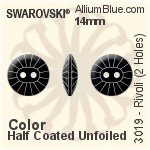 Swarovski Rivoli (2 Holes) Button (3019) 14mm - Crystal Effect Unfoiled