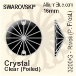 Swarovski Rivoli (Partly Frosted) Sew-on Stone (3200/G) 16mm - Clear Crystal With Platinum Foiling