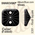 施華洛世奇 衛星 正方形 手縫石 (3201) 12mm - 白色（半塗層） 白金水銀底