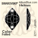 Swarovski Lemon Sew-on Stone (3211) 18x12mm - Crystal Effect With Platinum Foiling