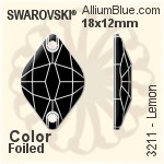 Swarovski Lemon Sew-on Stone (3211) 18x12mm - Color With Platinum Foiling