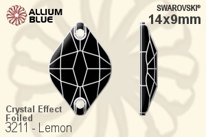 施華洛世奇 Lemon 手縫石 (3211) 14x9mm - 白色（半塗層） 白金水銀底 - 關閉視窗 >> 可點擊圖片