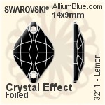 Swarovski Lemon Sew-on Stone (3211) 14x9mm - Crystal Effect With Platinum Foiling