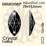 施华洛世奇 马眼形 手缝石 (3223) 29x14.5mm - 透明白色 白金水银底
