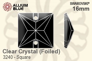 Swarovski Square Sew-on Stone (3240) 16mm - Clear Crystal With Platinum Foiling - Haga Click en la Imagen para Cerrar