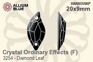 Swarovski Diamond Leaf Sew-on Stone (3254) 20x9mm - Crystal Effect With Platinum Foiling