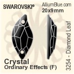 施华洛世奇 Diamond 树叶 手缝石 (3254) 20x9mm - 白色（半涂层） 白金水银底
