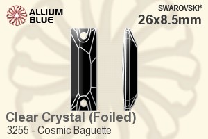 スワロフスキー Cosmic Baguette ソーオンストーン (3255) 26x8.5mm - クリスタル 裏面プラチナフォイル