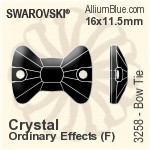 スワロフスキー Bow Tie ソーオンストーン (3258) 16x11.5mm - クリスタル エフェクト 裏面プラチナフォイル