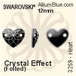 Swarovski Heart Sew-on Stone (3259) 12mm - Crystal Effect With Platinum Foiling