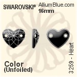 Swarovski Heart Sew-on Stone (3259) 16mm - Color With Platinum Foiling