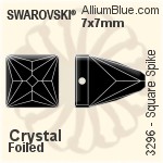 施华洛世奇 正方形 Spike 手缝石 (3296) 7x7mm - 透明白色 白金水银底